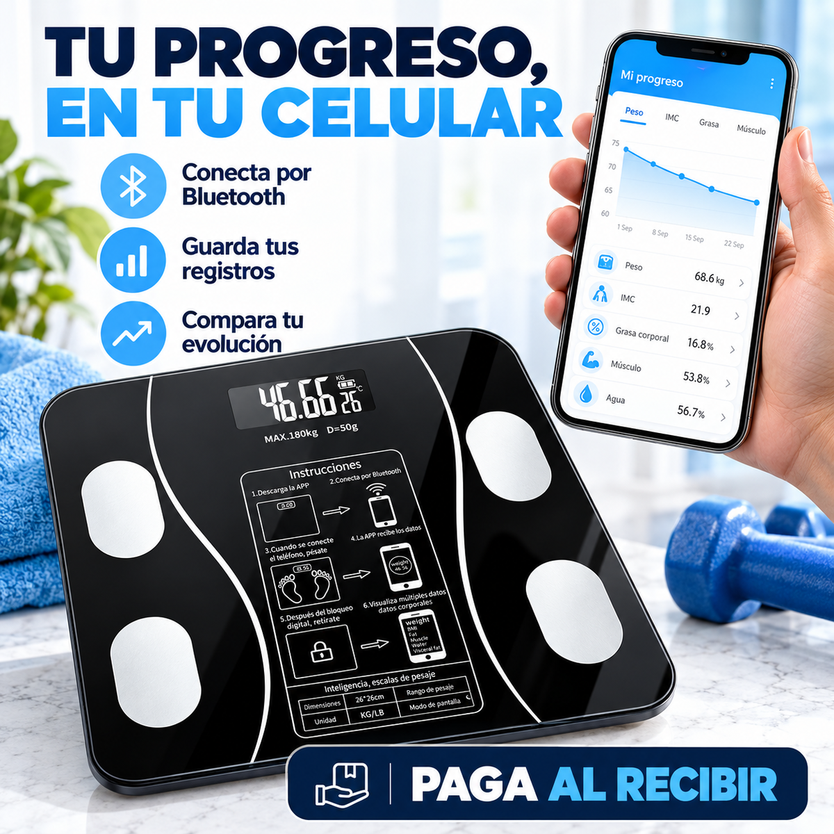 Pesa Digital Inteligente con Análisis Corporal Completo